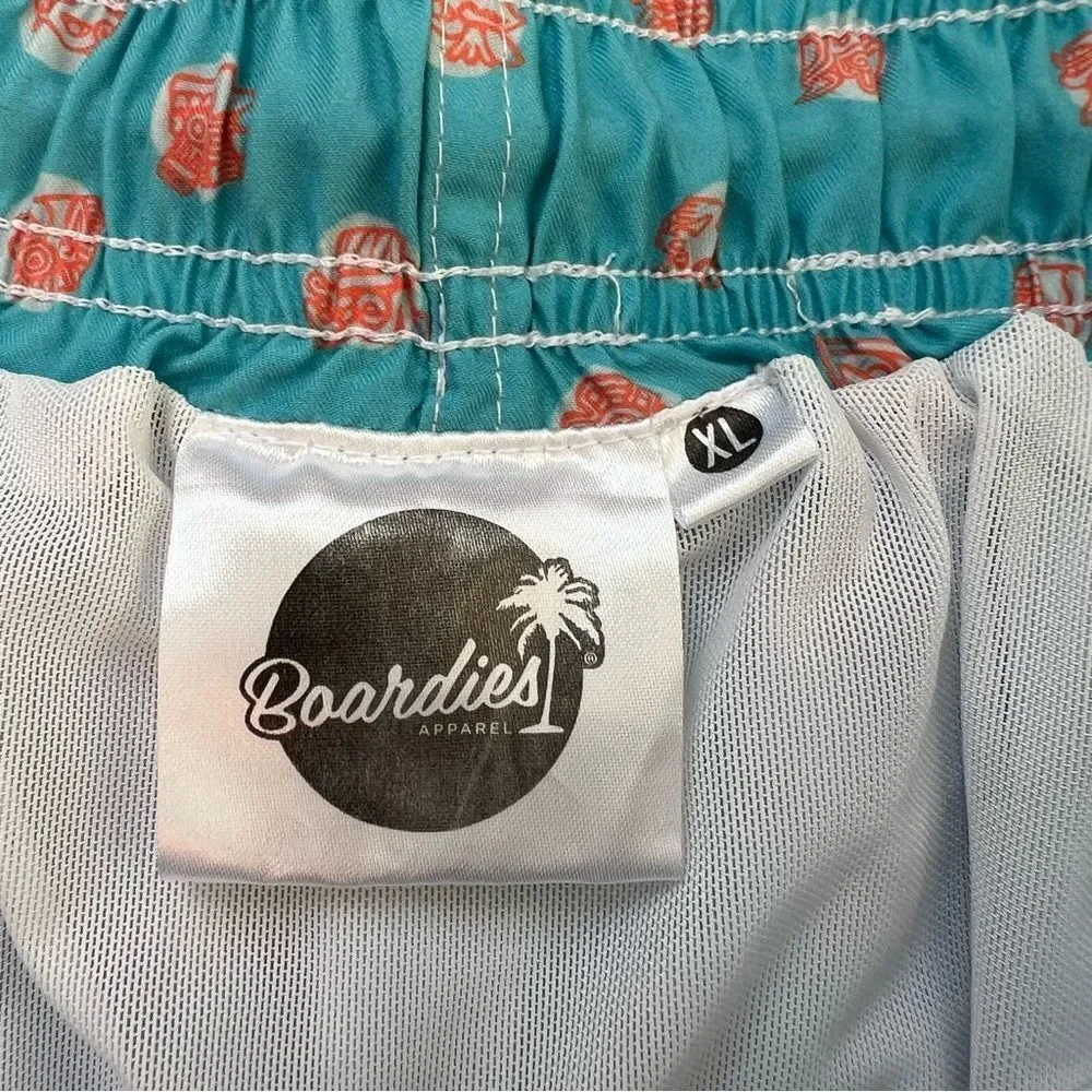 Boardies Polka Maya Mid Length Swim Short Size XL 5” Inseam Aqua Blue Orange